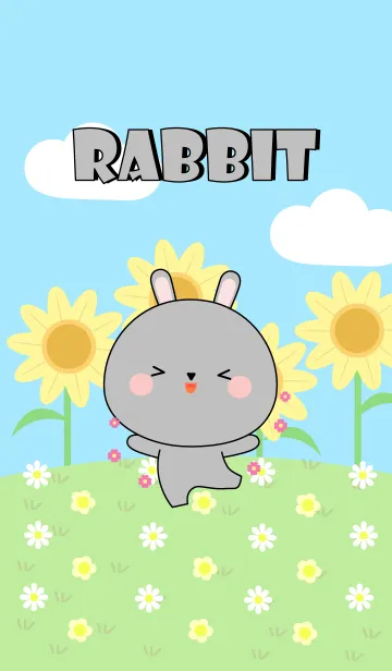 [LINE着せ替え] Happy Gray Rabbit Land Theme (jp)の画像1