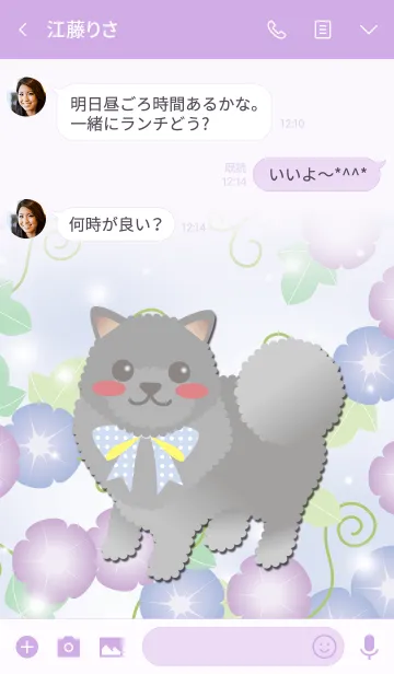 [LINE着せ替え] 【ポメラニアン/ブラック】朝顔の画像3