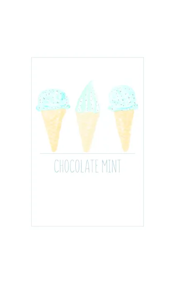 [LINE着せ替え] 水彩画：チョコミントアイス/ホワイトの画像1