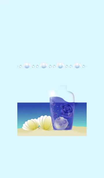 [LINE着せ替え] 白い貝と青いバラの画像1