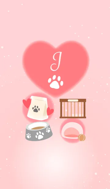 [LINE着せ替え] 【J】イニシャル 肉球とかわいいハートの画像1