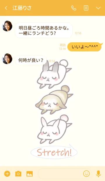 [LINE着せ替え] うさストレッチ（オレンジ）の画像3