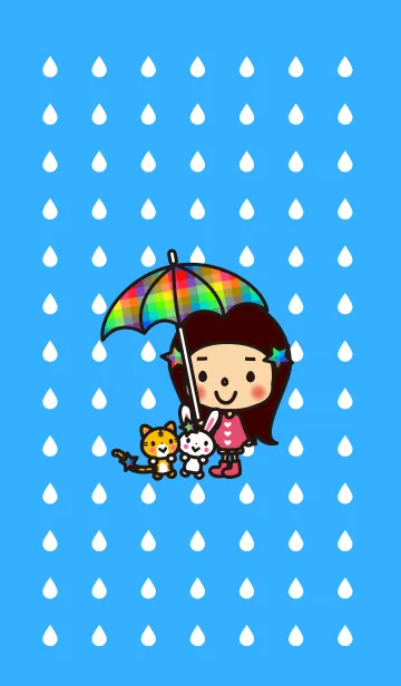 [LINE着せ替え] うさ☆とら☆りーちゃん 雨の日の画像1