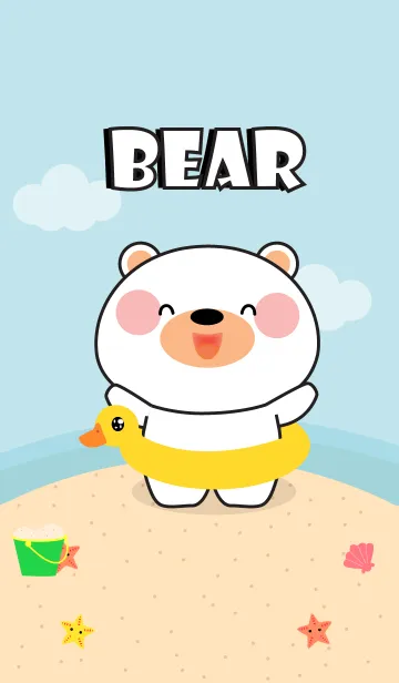 [LINE着せ替え] Lovely White Bear On The Beach (jp)の画像1