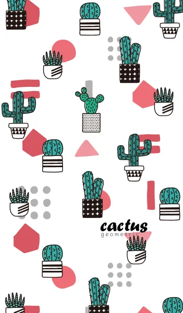 [LINE着せ替え] Cactus Geometric #pink JPの画像1