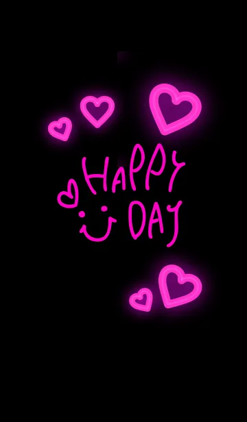 [LINE着せ替え] 蛍光ピンクハート-スマイル7-の画像1