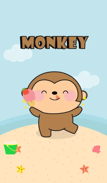 [LINE着せ替え] Lovely Monkey On The Beach (jp)の画像1
