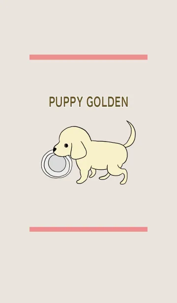 [LINE着せ替え] ベージュ＆ピンク / ゴールデン子犬の画像1