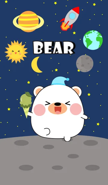 [LINE着せ替え] Cute White Bear In Galaxy Theme (jp)の画像1