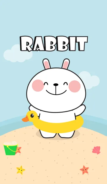 [LINE着せ替え] Lovely White Rabbit On The Beach (jp)の画像1