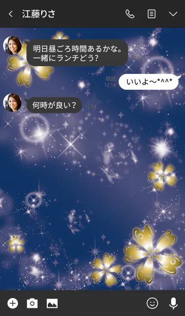 [LINE着せ替え] ネイビー / 幻想的な幸運5つ葉クローバーの画像3