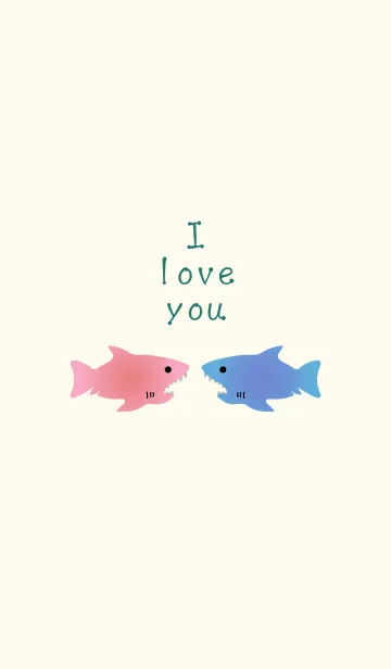 [LINE着せ替え] ロマンチックなサメのカップルの画像1