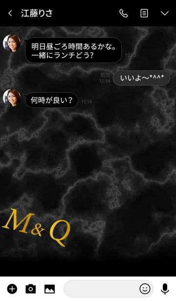 [LINE着せ替え] M＆Q イニシャル 大理石モノトーン黒の画像3