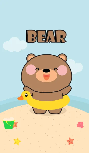 [LINE着せ替え] Lovely Bear On The Beach Theme (jp)の画像1