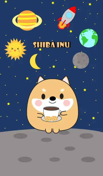 [LINE着せ替え] Cute Shiba Inu In Galaxy Theme (jp)の画像1