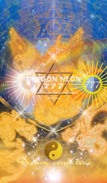 [LINE着せ替え] 運気上昇 DRAGON NEON777 陰陽六芒星龍神2の画像1