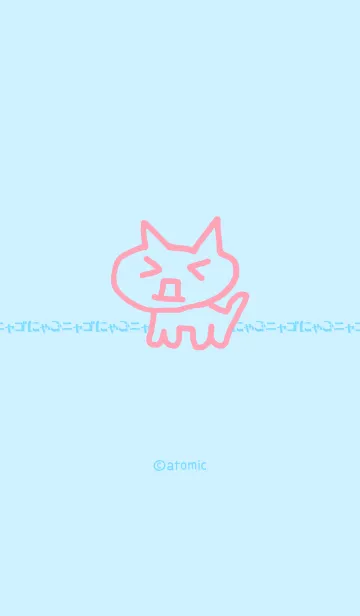 [LINE着せ替え] ねこ [ブルーピンク] 殴り描き No.139の画像1