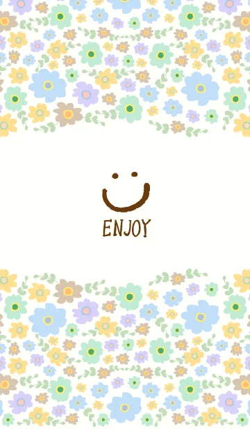 [LINE着せ替え] カラフルお花-スマイル4-の画像1