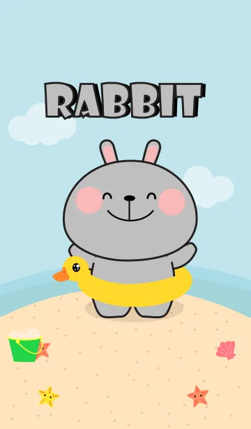 [LINE着せ替え] Lovely Gray Rabbit On The Beach (jp)の画像1