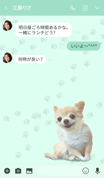 [LINE着せ替え] チワワ的生活 グリーンの画像3