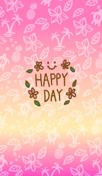 [LINE着せ替え] 夏 アロハ ピンク-スマイル11-の画像1