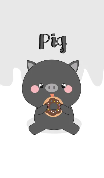 [LINE着せ替え] Love Love Cute Black Pig (jp)の画像1