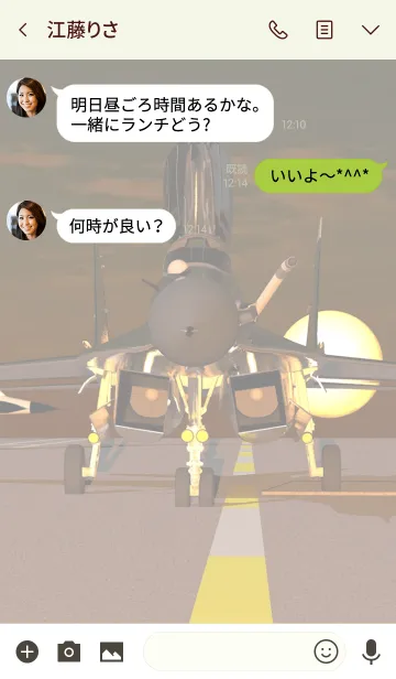 [LINE着せ替え] スクランブル待機中の戦闘機と夕日の画像3