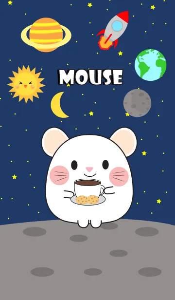Cute white mouse In Galaxy Theme (jp)の着せ替えメイン画像