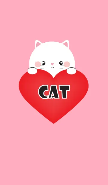 [LINE着せ替え] Simple Love White Cat Theme Ver.2 (jp)の画像1