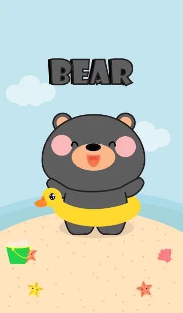 [LINE着せ替え] Lovely Black Bear On The Beach (jp)の画像1