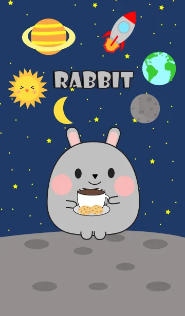 [LINE着せ替え] Cute gray rabbit In Galaxy Theme(jp)の画像1