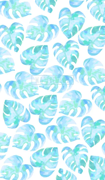 [LINE着せ替え] ふわふわ水彩画:リーフ/ブルーの画像1