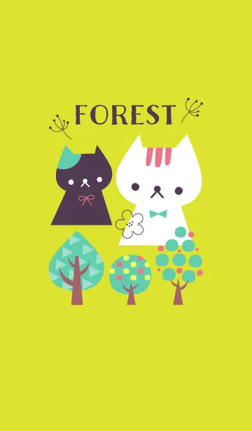 [LINE着せ替え] 北欧デザインの森のネコの画像1