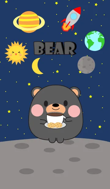 [LINE着せ替え] Cute Black Bear In Galaxy Theme (jp)の画像1