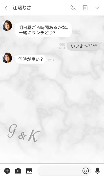 [LINE着せ替え] 【G＆K】イニシャル 大理石モノトーン白の画像3