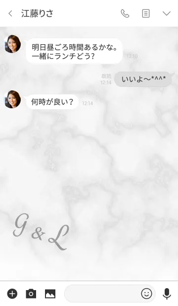 [LINE着せ替え] 【G＆L】イニシャル 大理石モノトーン白の画像3