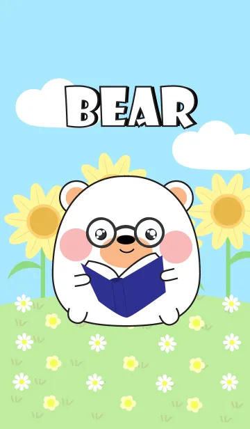 [LINE着せ替え] Happy Cute White Bear DukDik Theme (jp)の画像1