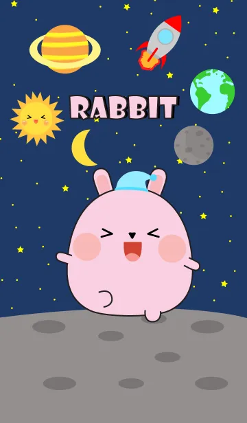 [LINE着せ替え] Cute Pink rabbit In Galaxy Theme (jp)の画像1