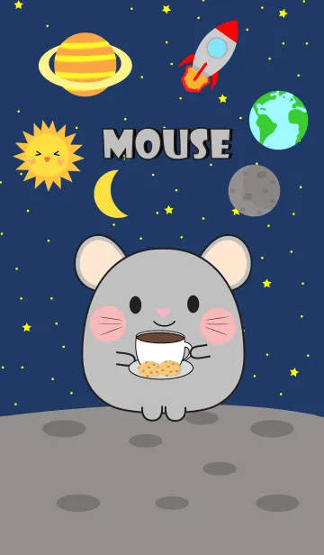 [LINE着せ替え] Cute gray mouse inu In Galaxy Theme (jp)の画像1