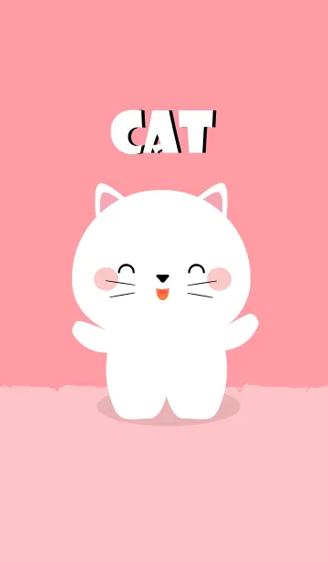 [LINE着せ替え] Simple Love white cat Theme V.1 (jp)の画像1