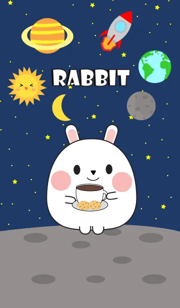 [LINE着せ替え] Cute white rabbit In Galaxy Theme (jp)の画像1