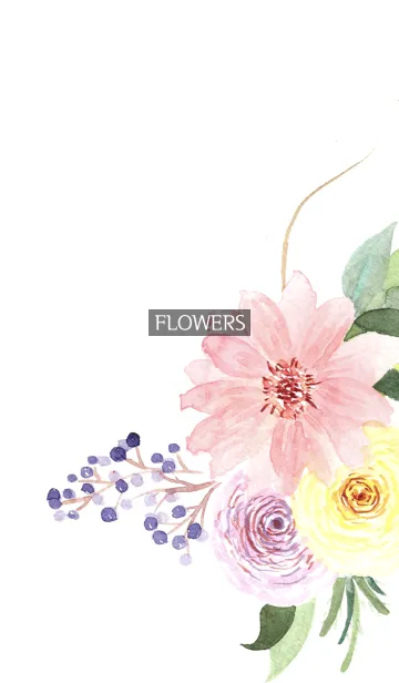 [LINE着せ替え] Title water color flowers_1033の画像1