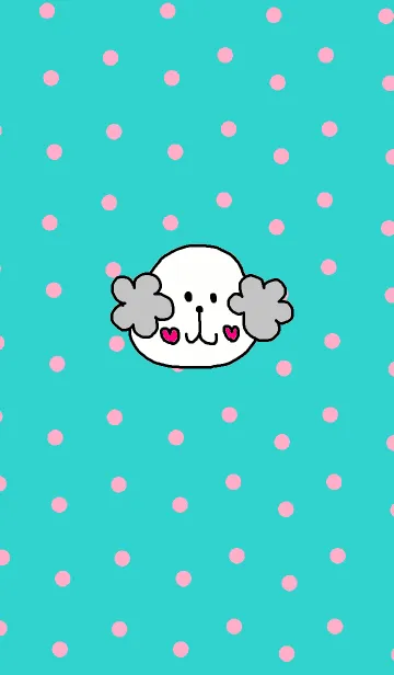 [LINE着せ替え] Happy dog x blue pink dot themeの画像1