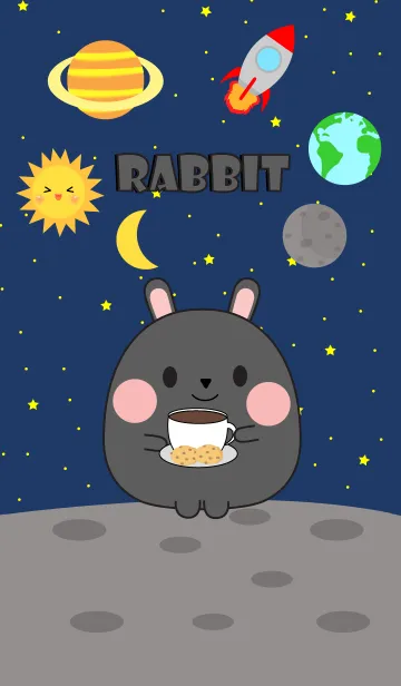 [LINE着せ替え] Cute black rabbit In Galaxy Theme (jp)の画像1