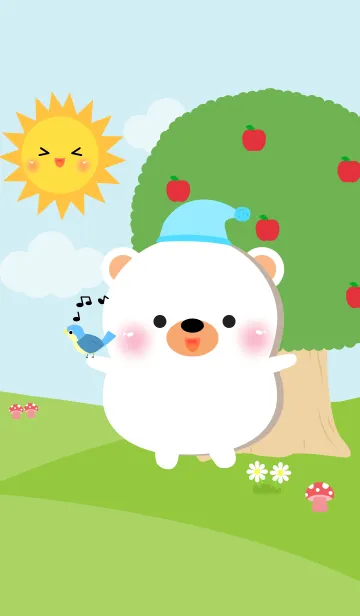 [LINE着せ替え] Cute Poklok White Bear Theme (jp)の画像1