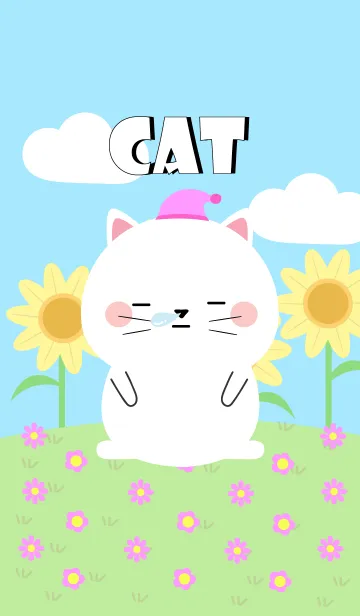[LINE着せ替え] Happy White Cat DukDik Theme (jp)の画像1
