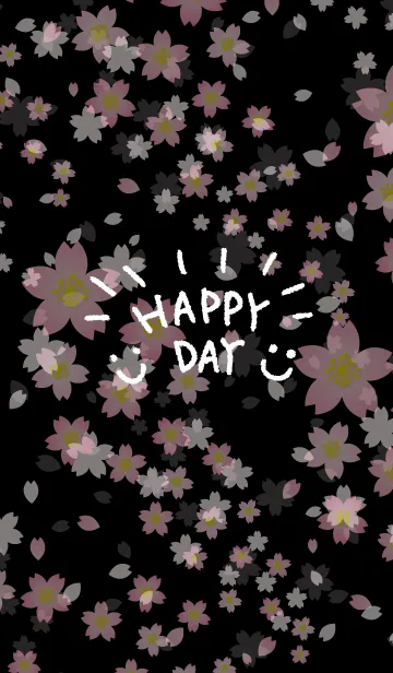 [LINE着せ替え] スマイル桜-黒背景5-の画像1