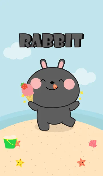 [LINE着せ替え] Lovely Black Rabbit On The Beach (jp)の画像1