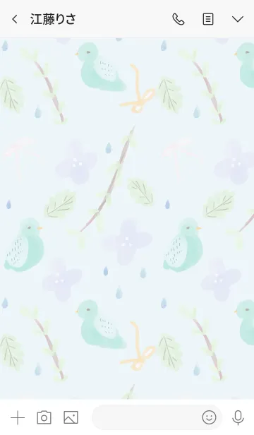 [LINE着せ替え] 鳥と花と雨の画像4