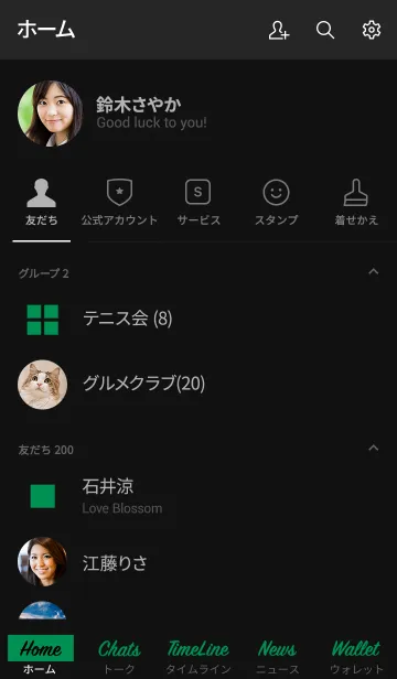 [LINE着せ替え] シンプル 緑と黒 ロゴ無し No.5-2の画像2